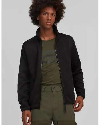 Bluza de fleece cu fermoar, pentru schi Piste, Negru stins