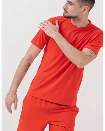 Tricou cu decolteu rotund, pentru antrenament, Portocaliu mandarina