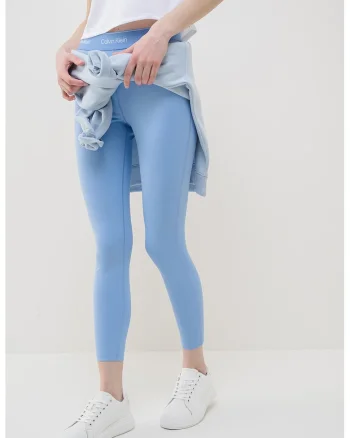 Colanti crop cu logo, pentru fitness, Albastru deschis