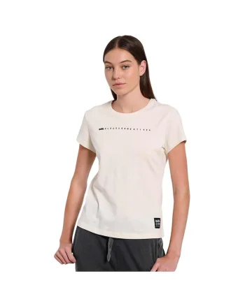 Tricou pentru dama  croiala slim, decolteu rotund, imprimeu minimalist, bumbac, crem
