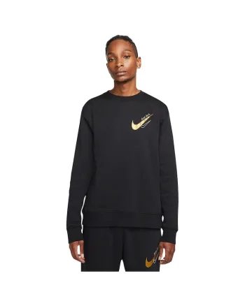 Bluza  Sportswear barbati, fleece moale, croiala lejera, negru, 80% bumbac/20% poliester