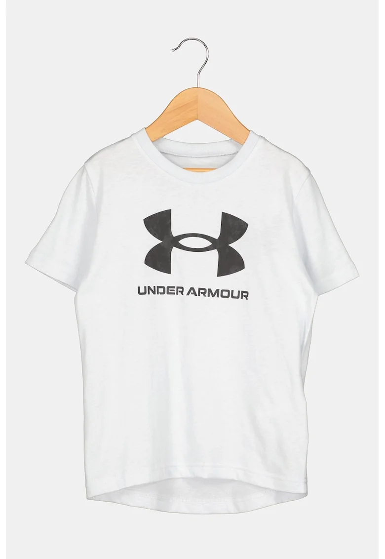 Tricou cu imprimeu logo, pentru fitness Sportstyle, Negru/Gri deschis