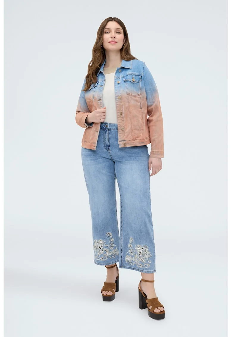 Jacheta din denim cu design in degrade, Albastru deschis/Roz prafuit