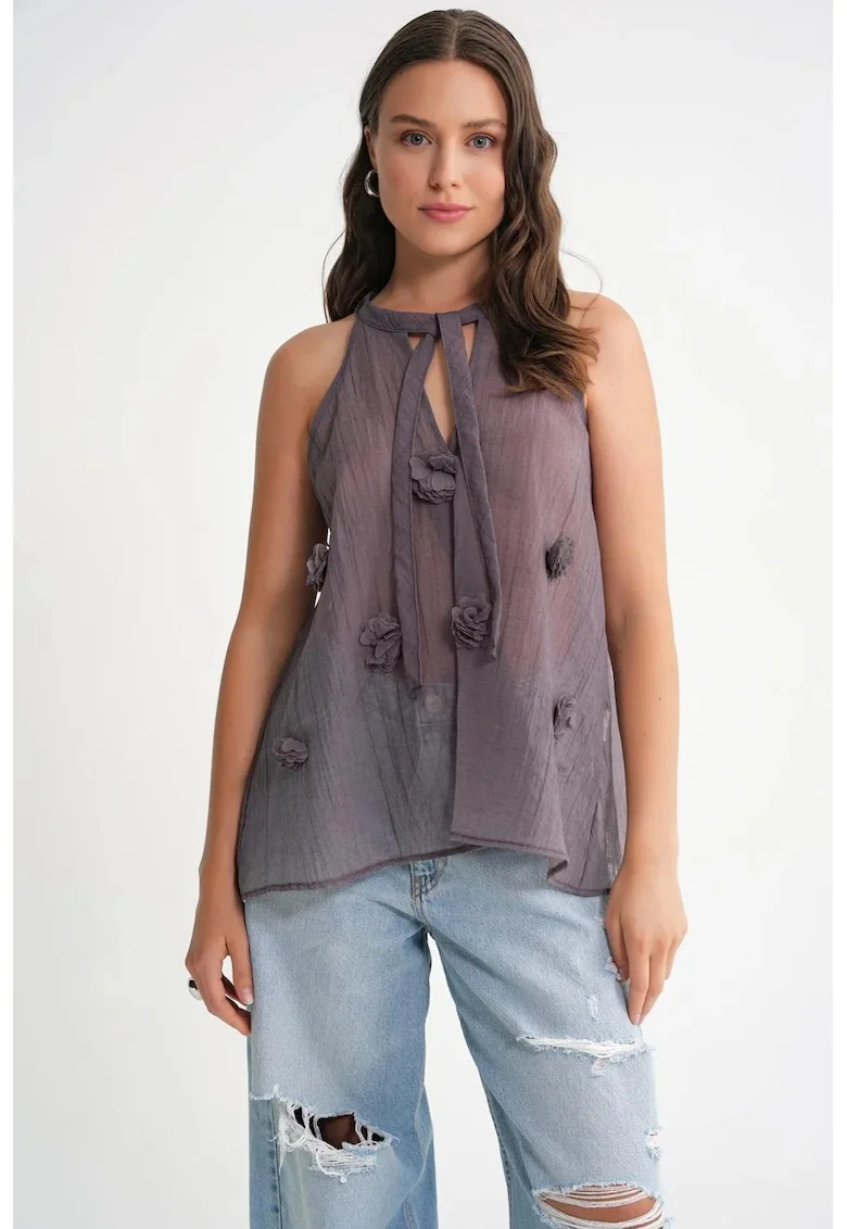 cu volane, roz textil, Roz