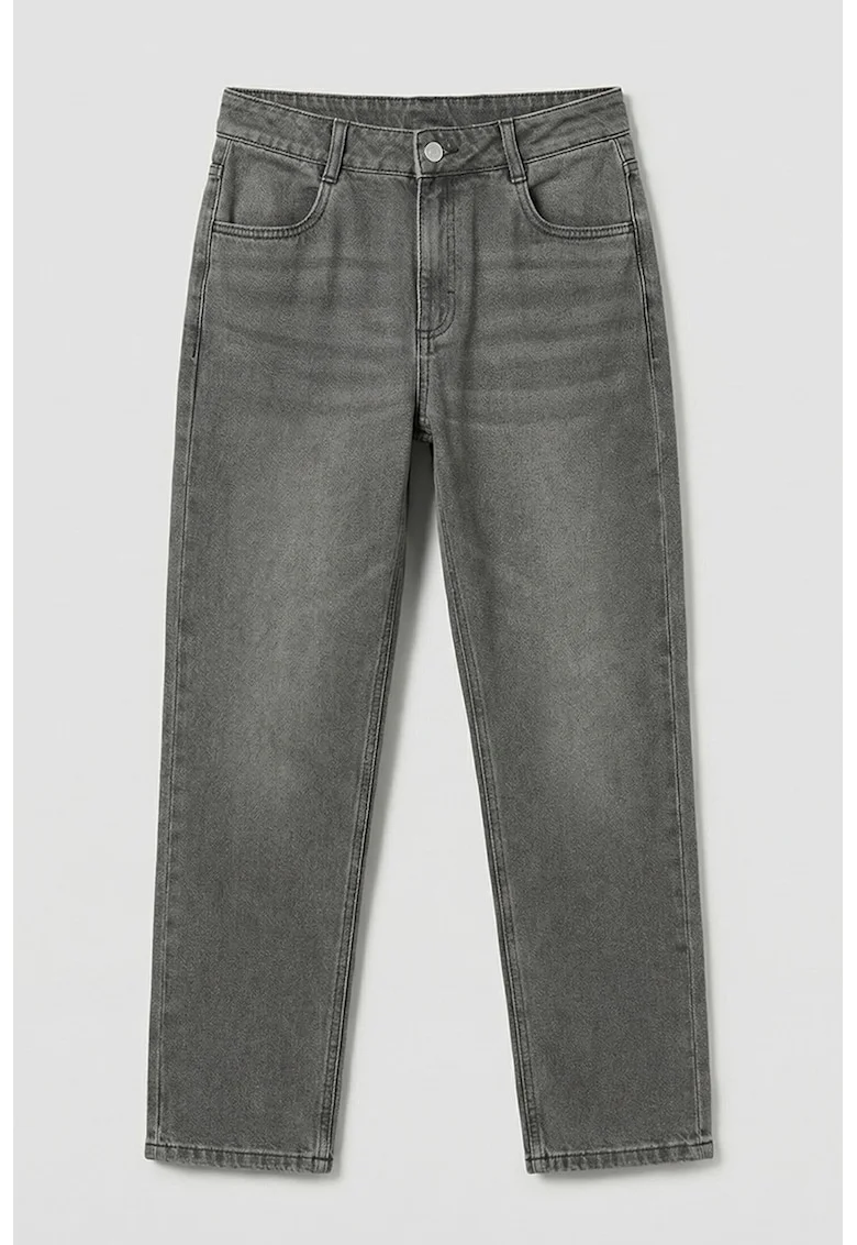 Blugi regular fit cu talie medie, Gri inchis