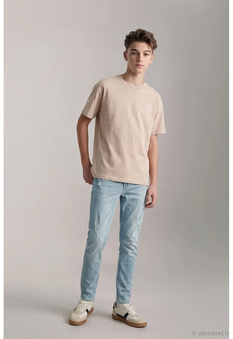Blugi slim-fit cu buzunare, Albastru deschis