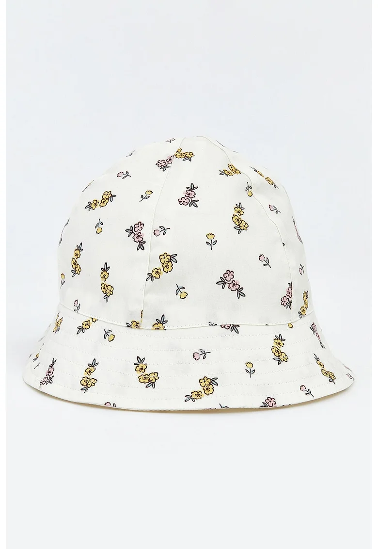 Palarie bucket din bumbac, Galben/Alb murdar/Roz