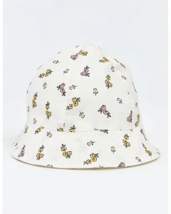 Palarie bucket din bumbac, Galben/Alb murdar/Roz