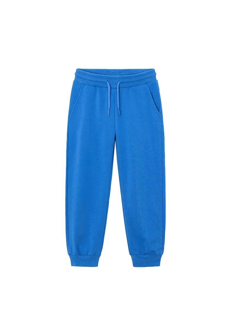 Pantaloni de trening cu model uni si snur de ajustare, Albastru
