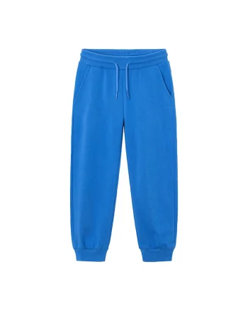 Pantaloni de trening cu model uni si snur de ajustare, Albastru