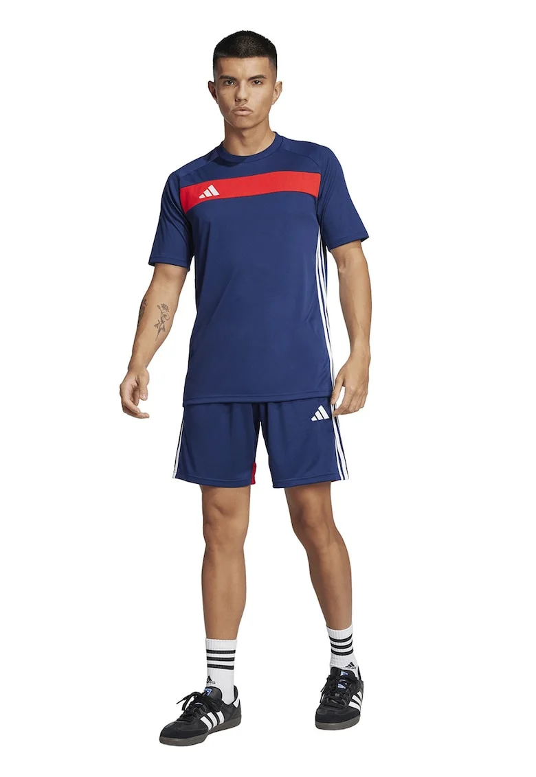Tricou cu decolteu rotund pentru fotbal, Rosu/Albastru