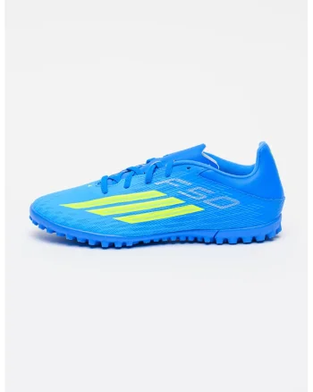Pantofi F50 Club TF pentru fotbal, Verde lime/Albastru deschis