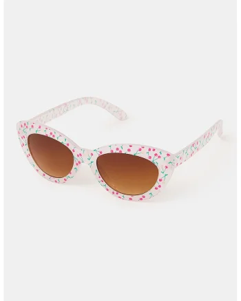 Ochelari de soate cat-eye cu imprimeu cirese, Alb/Rosu cireasa