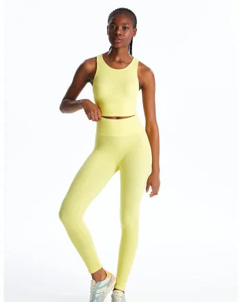 Top crop cu aspect striat, Galben lime