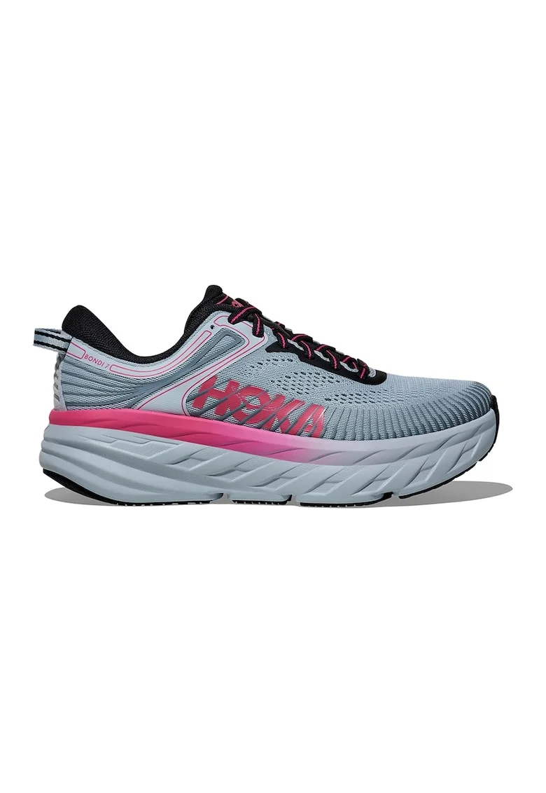 Pantofi Bondi 7 din material textil cu insertii din material sintetic, pentru alergare, Gri/Coral
