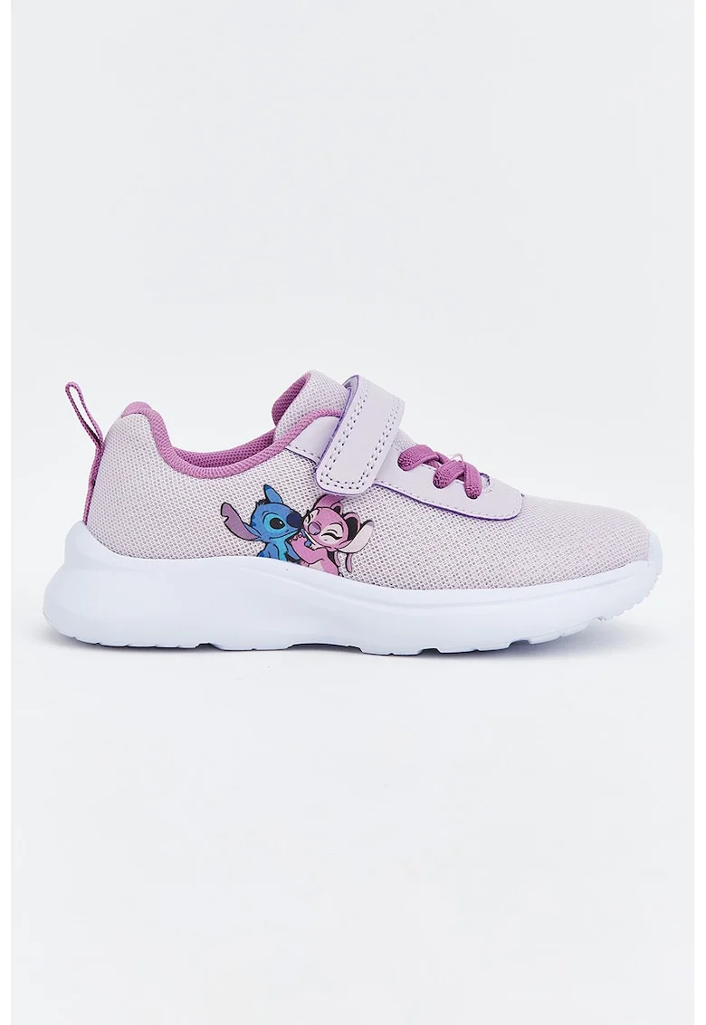 Pantofi sport cu velcro si sireturi elastice, Roz fandango/Liliac prafuit