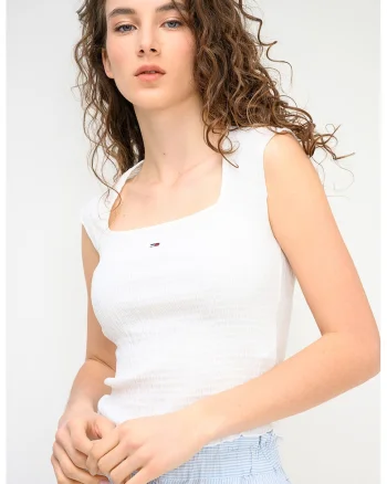 Top slim fit elastic, Alb