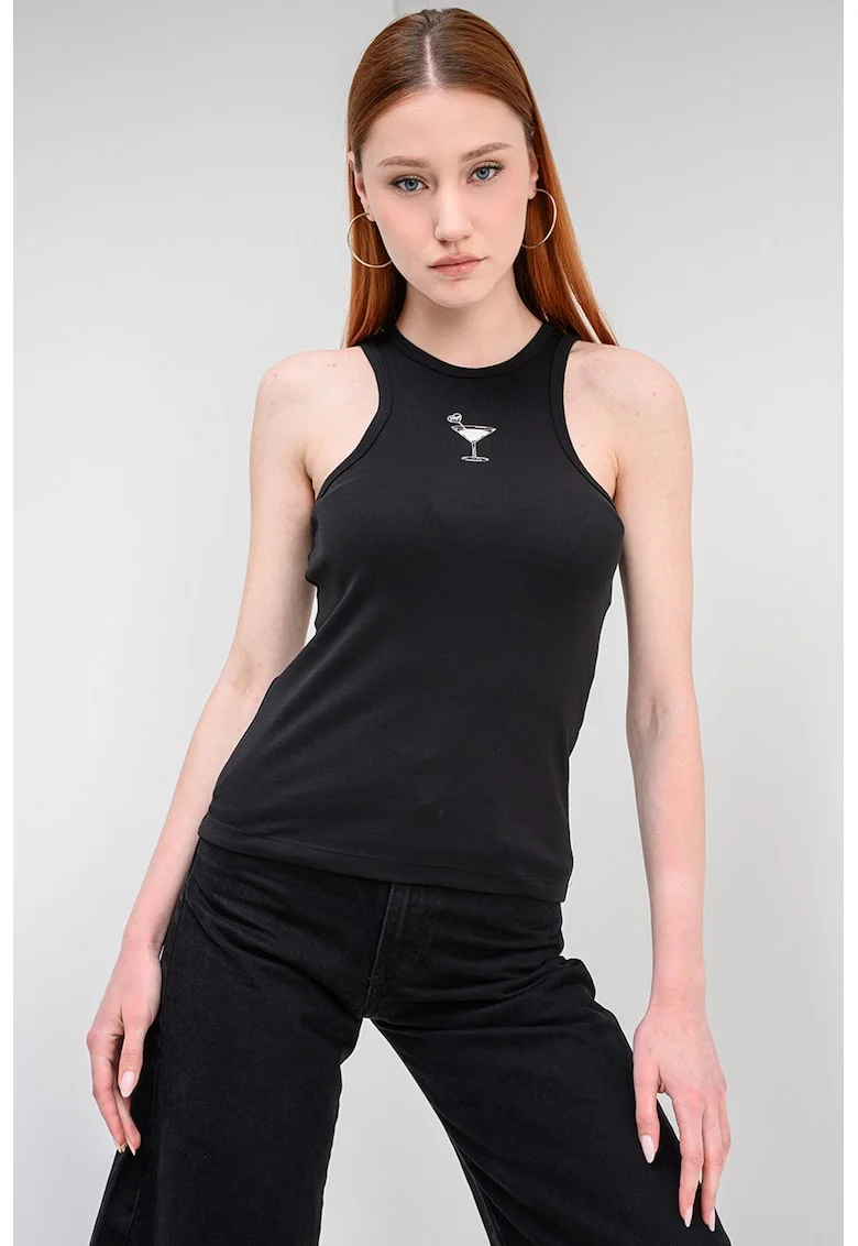 Top slim fit Dimartini, Negru/Alb optic