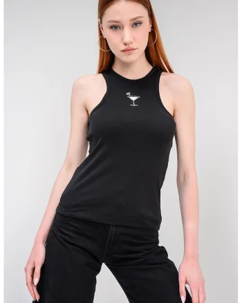 Top slim fit Dimartini, Negru/Alb optic