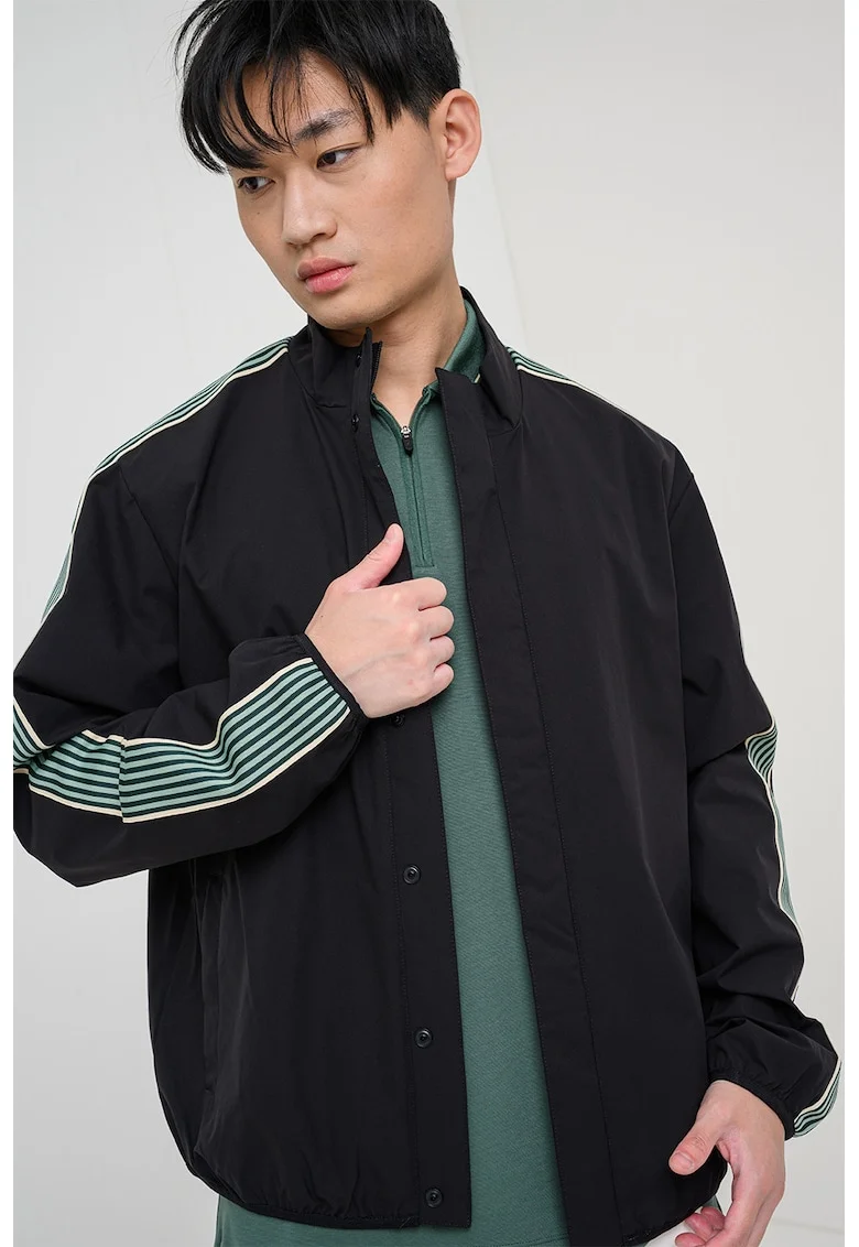 Jacheta bomber cu fermoar Train Logo Series, Albastru ultramarin/Verde aquamarin