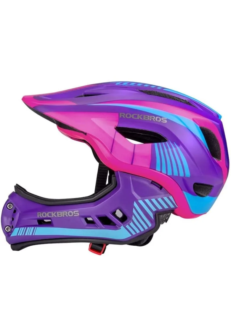 Casca Full Face  copii roz/mov/albastru 48-52 cm