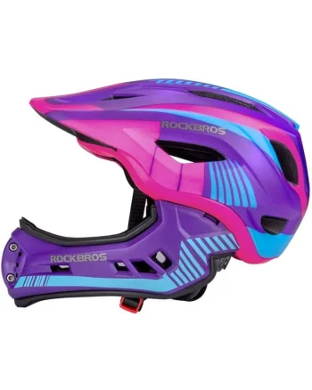 Casca Full Face  copii roz/mov/albastru 48-52 cm