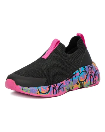 Pantofi sport copii,  material textil, negru, pentru alergare, set pentru fete