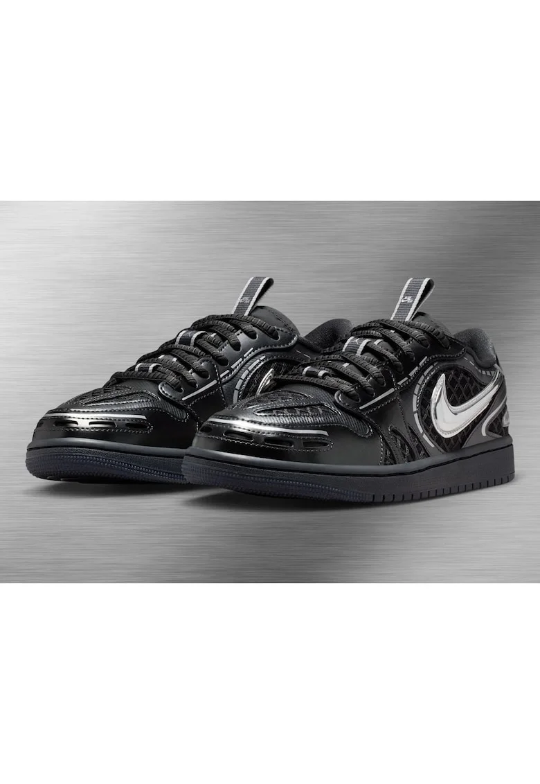 Adidasi sport femei  Air Jordan 1 Low Method of Make v3, negru cu argintiu metalizat,