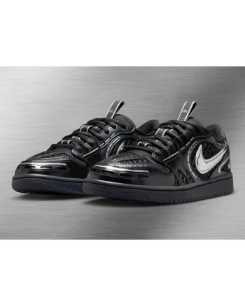 Adidasi sport femei  Air Jordan 1 Low Method of Make v3, negru cu argintiu metalizat,