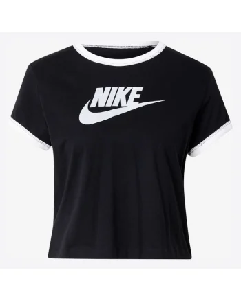 Tricou sport femei,  Cropped Ringer Run, bumbac, negru,