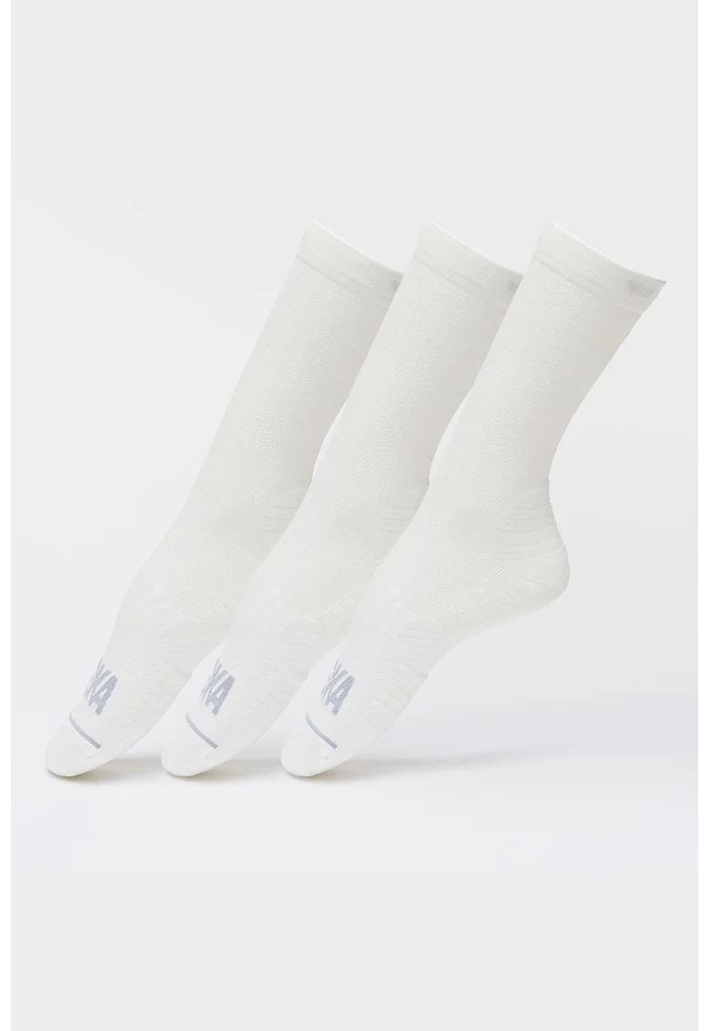 Set de sosete lungi unisex pentru alergare - 3 perechi, Alb/Gri deschis