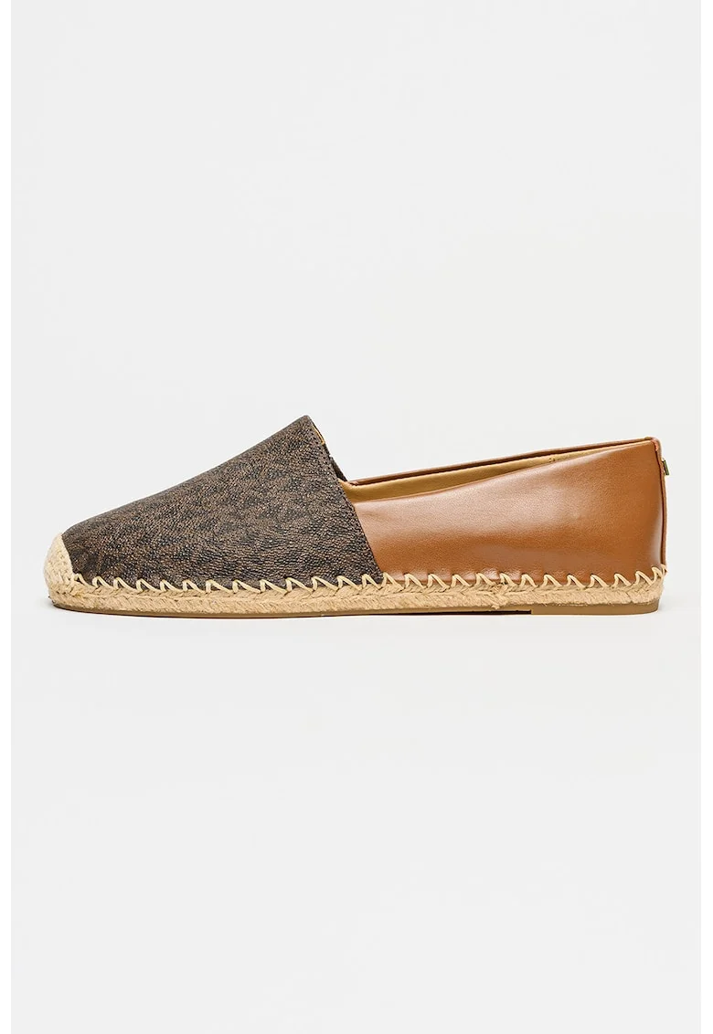 Espadrile din piele ecologica cu model logo Kenzie, Maro inchis/Caramel
