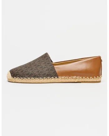 Espadrile din piele ecologica cu model logo Kenzie, Maro inchis/Caramel