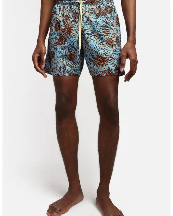 Pantaloni scurti de baie cu model, Portocaliu/Albastru aquamarin/Bleumarin