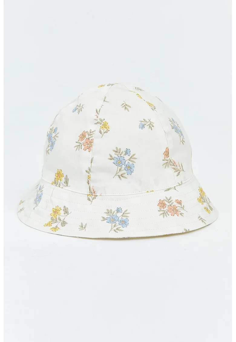 Palarie din bumbac cu imprimeu floral, Galben/Alb murdar