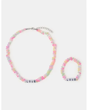 Set de bratara si colier din margele, Multicolor