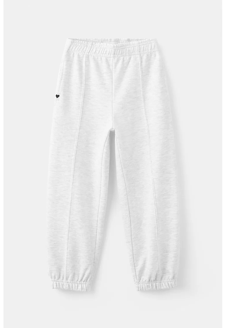 Pantaloni de trening cu snur in talie, Gri deschis melange