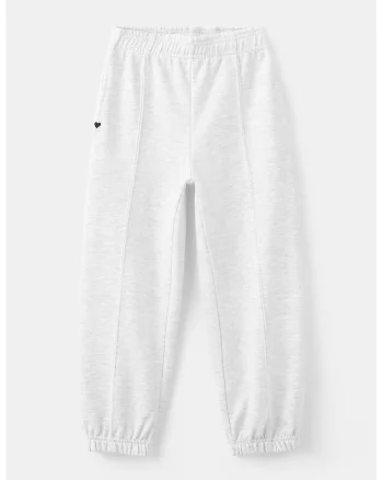 Pantaloni de trening cu snur in talie, Gri deschis melange