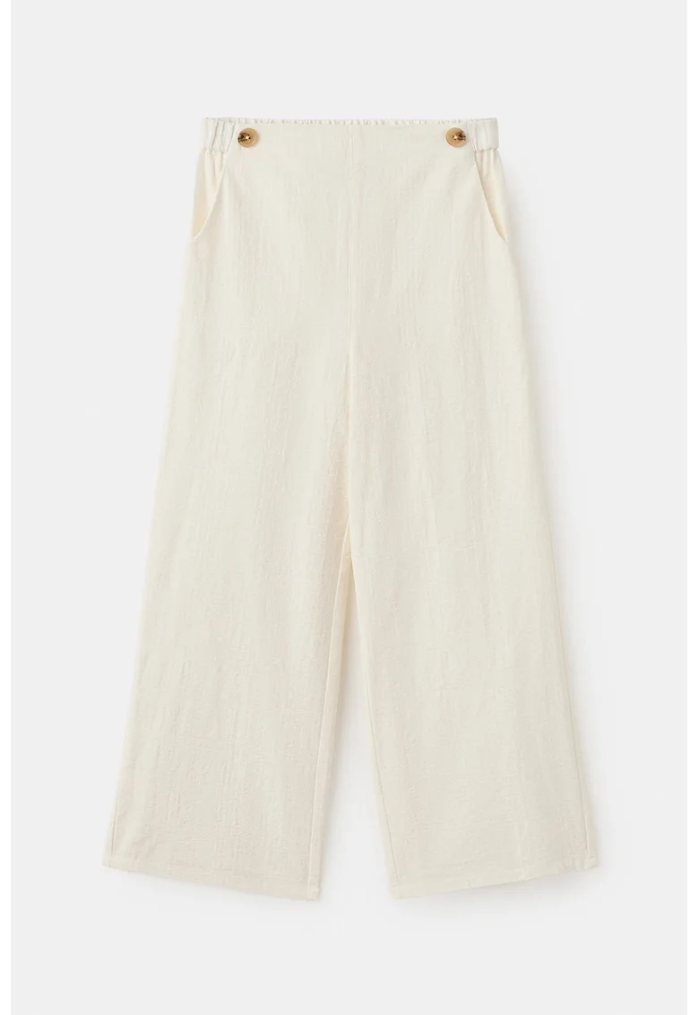Pantaloni cu croiala ampla, Crem