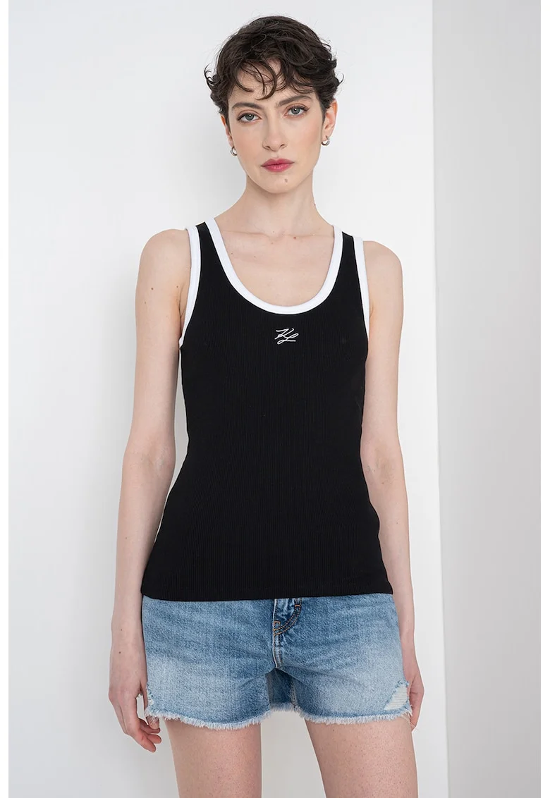 Top din amestec de bumbac organic, Negru