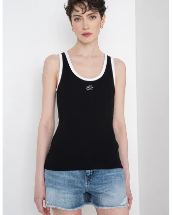 Top din amestec de bumbac organic, Negru