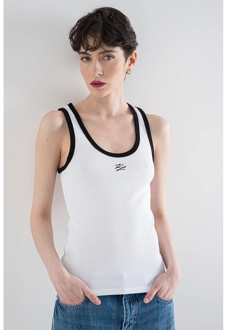 Top din amestec de bumbac organic, Alb