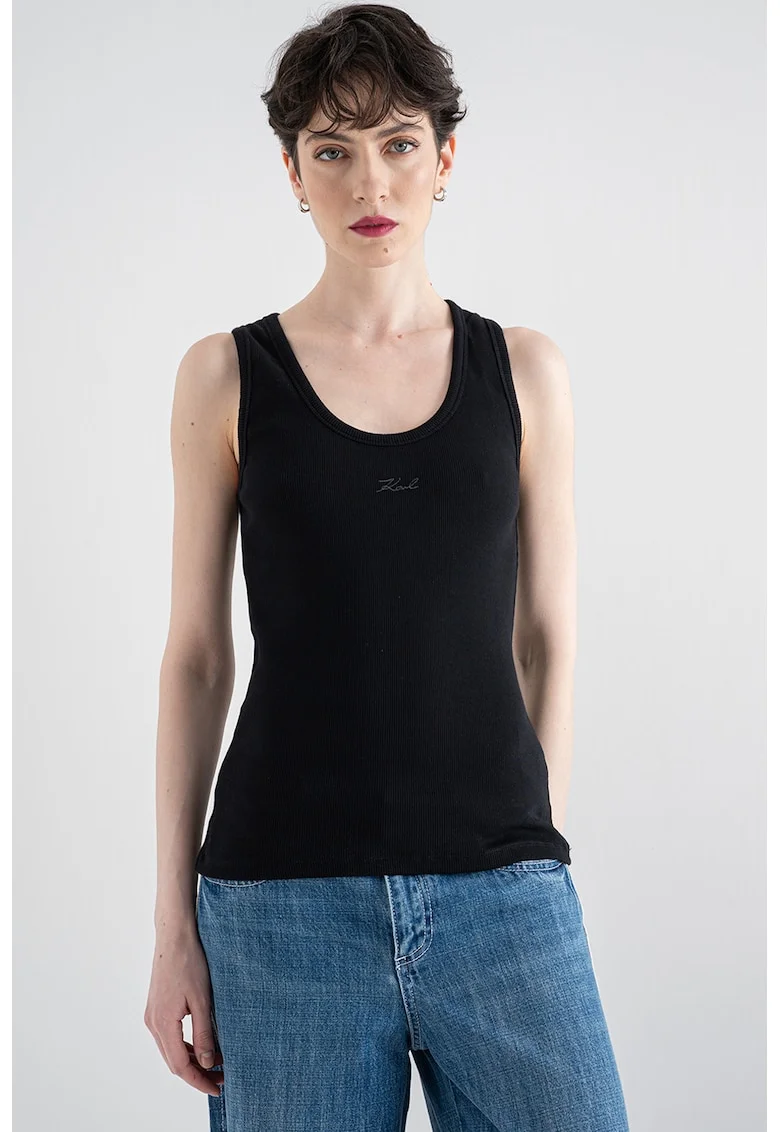 Top slim fit Essential, Negru