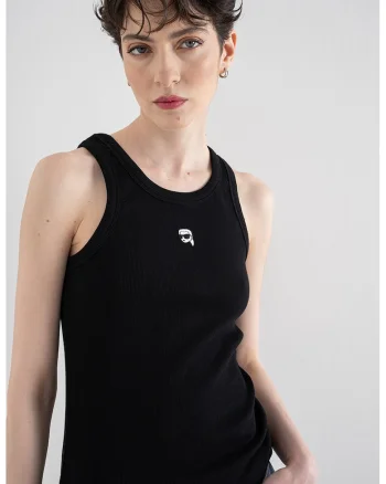 Top slim-fit Ikon, Negru