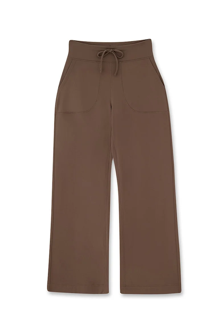 Pantaloni cu croiala ampla si buzunare laterale, Maro