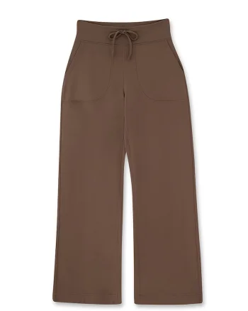 Pantaloni cu croiala ampla si buzunare laterale, Maro