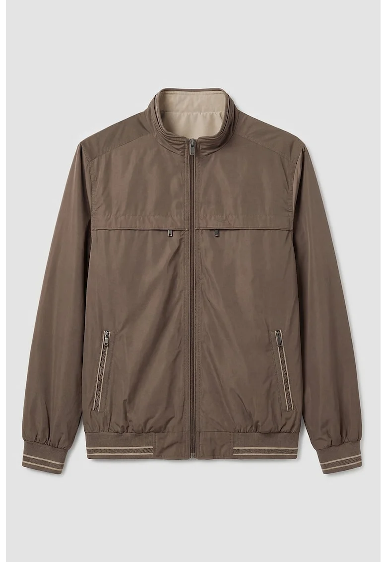 Jacheta bomber cu model reversibil, Kaki/Maro pamantiu