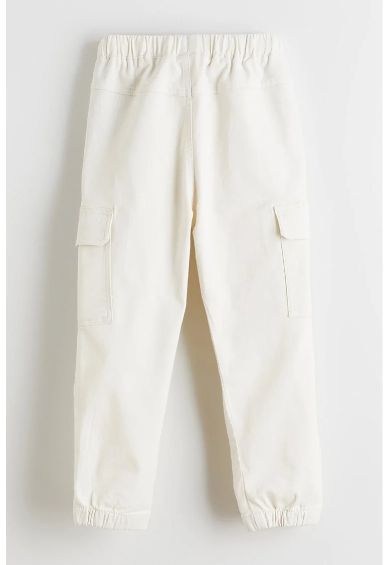 Pantaloni cargo cu talie ajustabila, Crem
