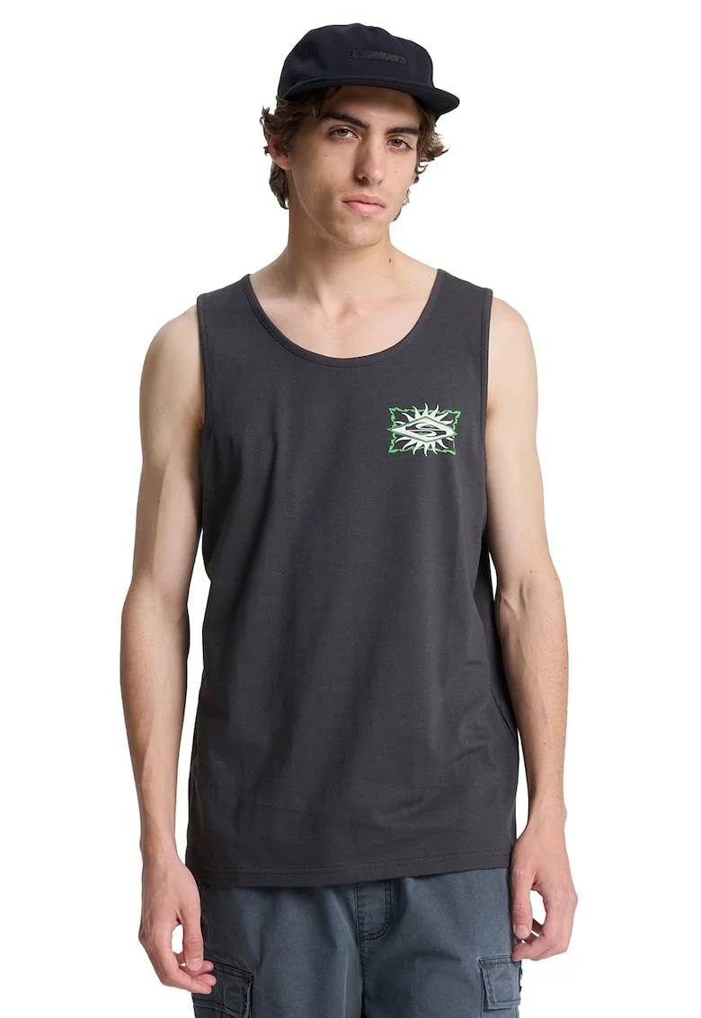 Top regular fit cu imprimeu pe spate, Alb/Gri carbune