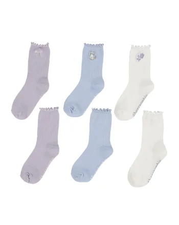 Set de sosete lungi - 3 perechi, Albastru pastel/Alb fildes/Liliac prafuit